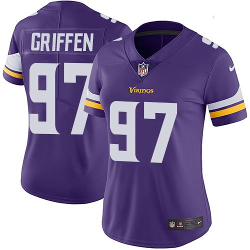 Women 2019 Minnesota Vikings #97 Griffen Purple Nike Vapor Untouchable Limited NFL Jersey->women nfl jersey->Women Jersey